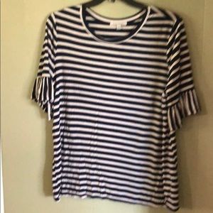 Navy and white stripe top